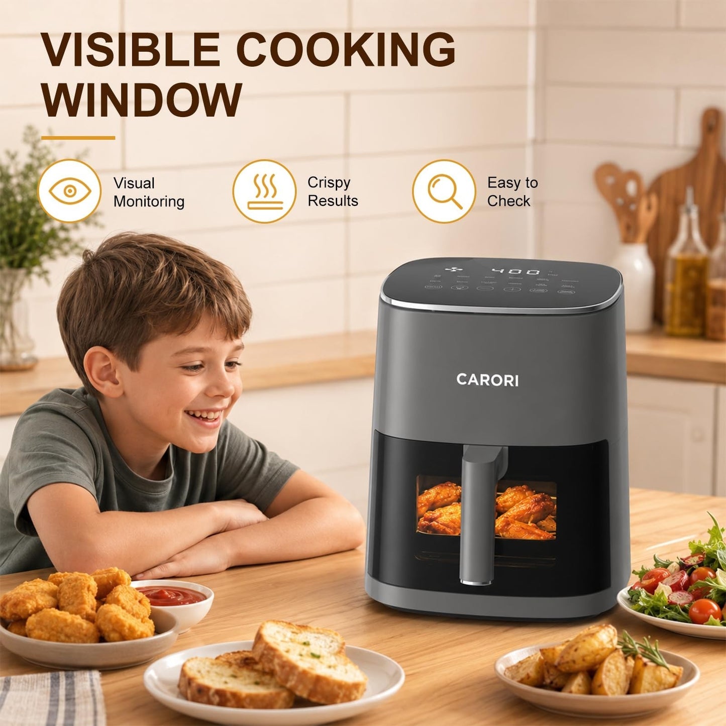 6 Qt Air Fryer with Viewing Window, 12 Cooking Presets, 1700W, Nonstick Basket7