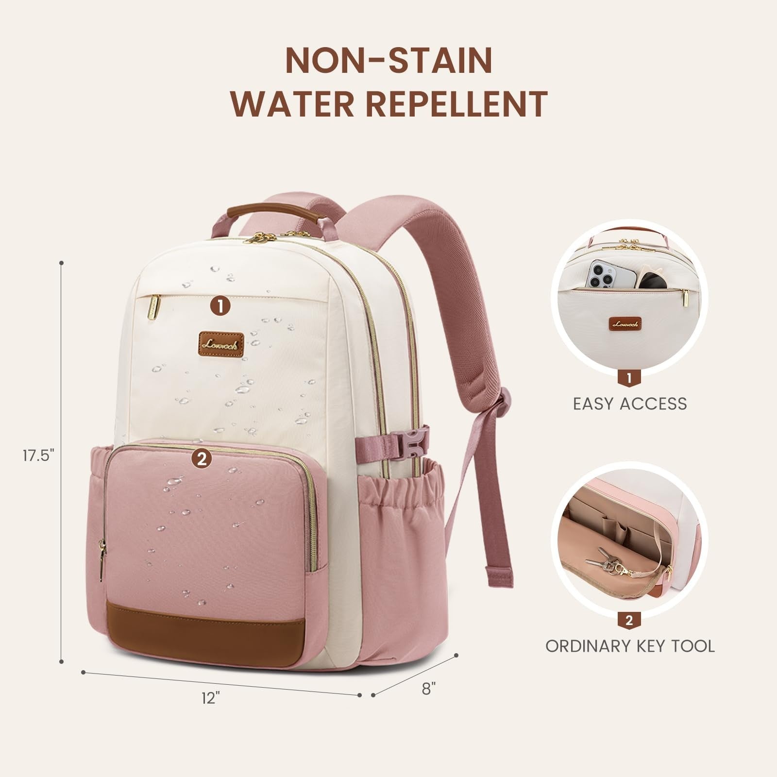 Stylish Waterproof Laptop Backpack for Women, 15.6" Large Capacity, Travel Purse3