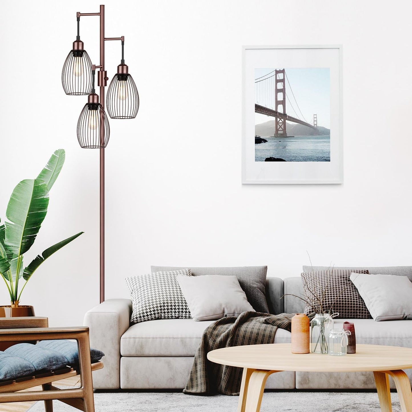 Dimmable Floor Lamp with 3 LED Edison Bulbs, Industrial Teardrop Design for Home5