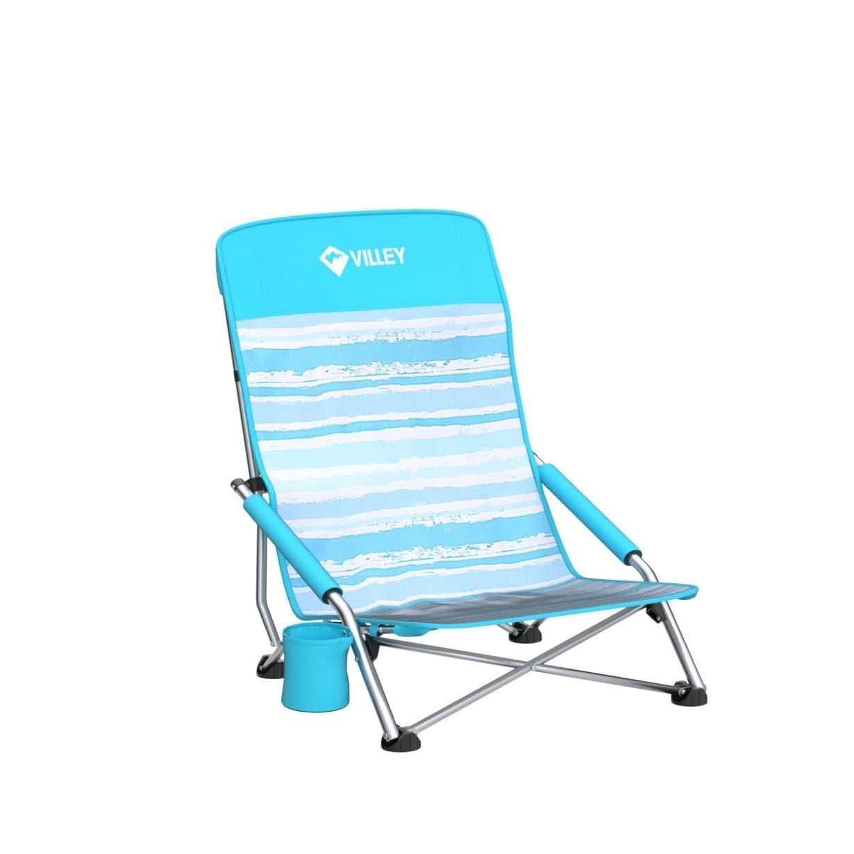 2 Pack Lightweight Folding Beach Chairs - High Back, Portable with Cup Holder -5
