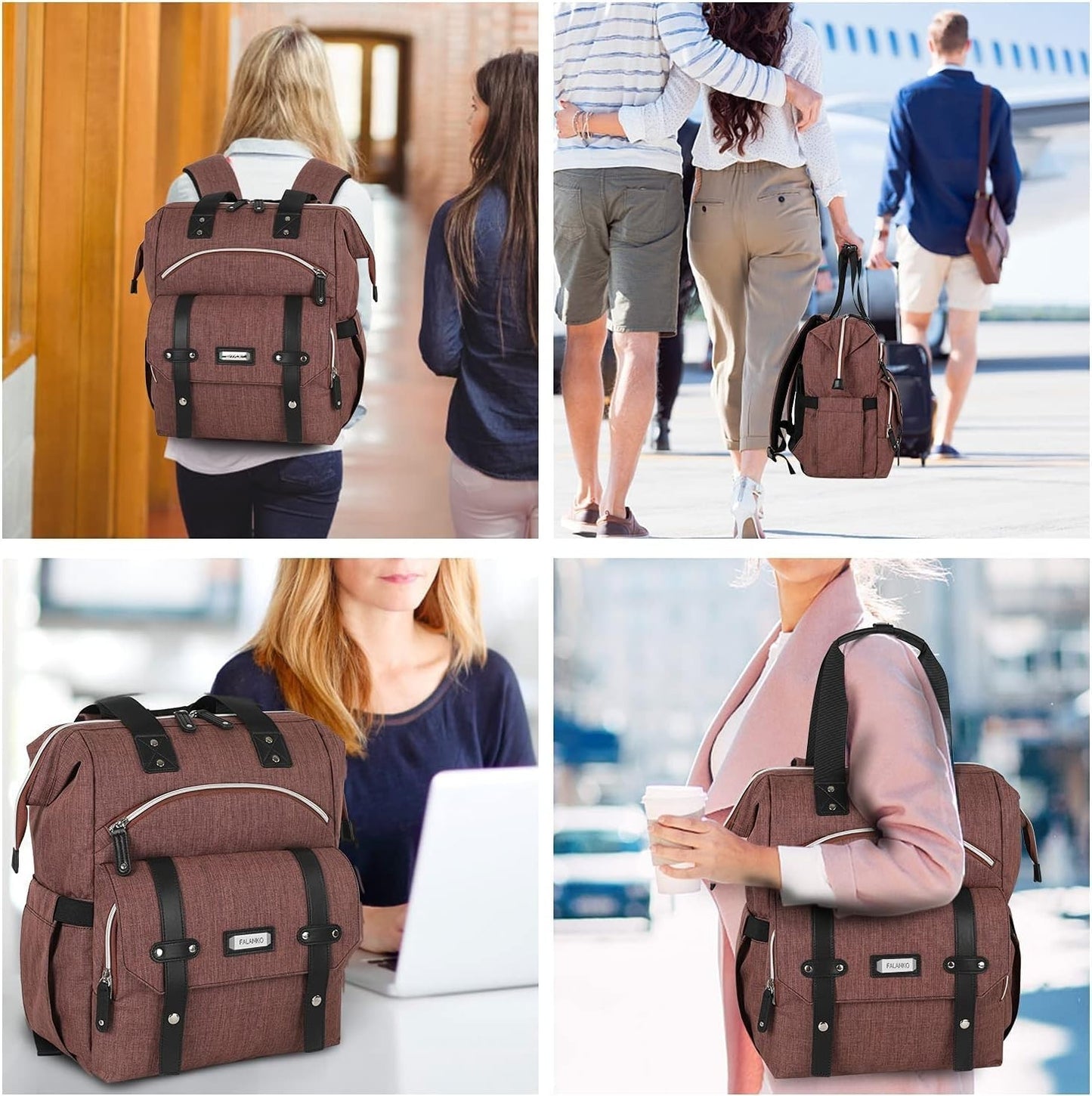 Stylish Water Resistant Laptop Backpack for Women   15.6" RFID Anti Theft Travel4