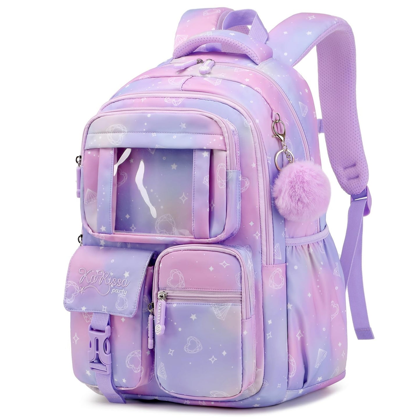 Kawaii Purple Kids Backpack - School Bag for Girls, Middle & Elementary Students1