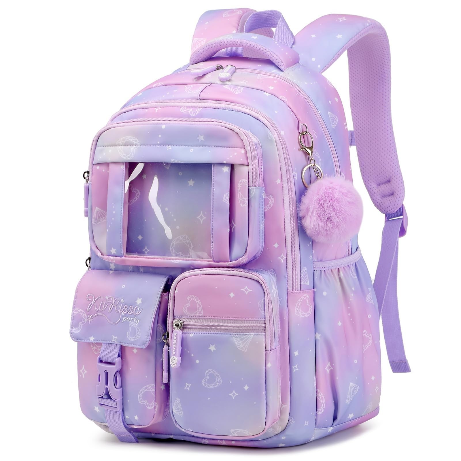 Kawaii Purple Kids Backpack - School Bag for Girls, Middle & Elementary Students1