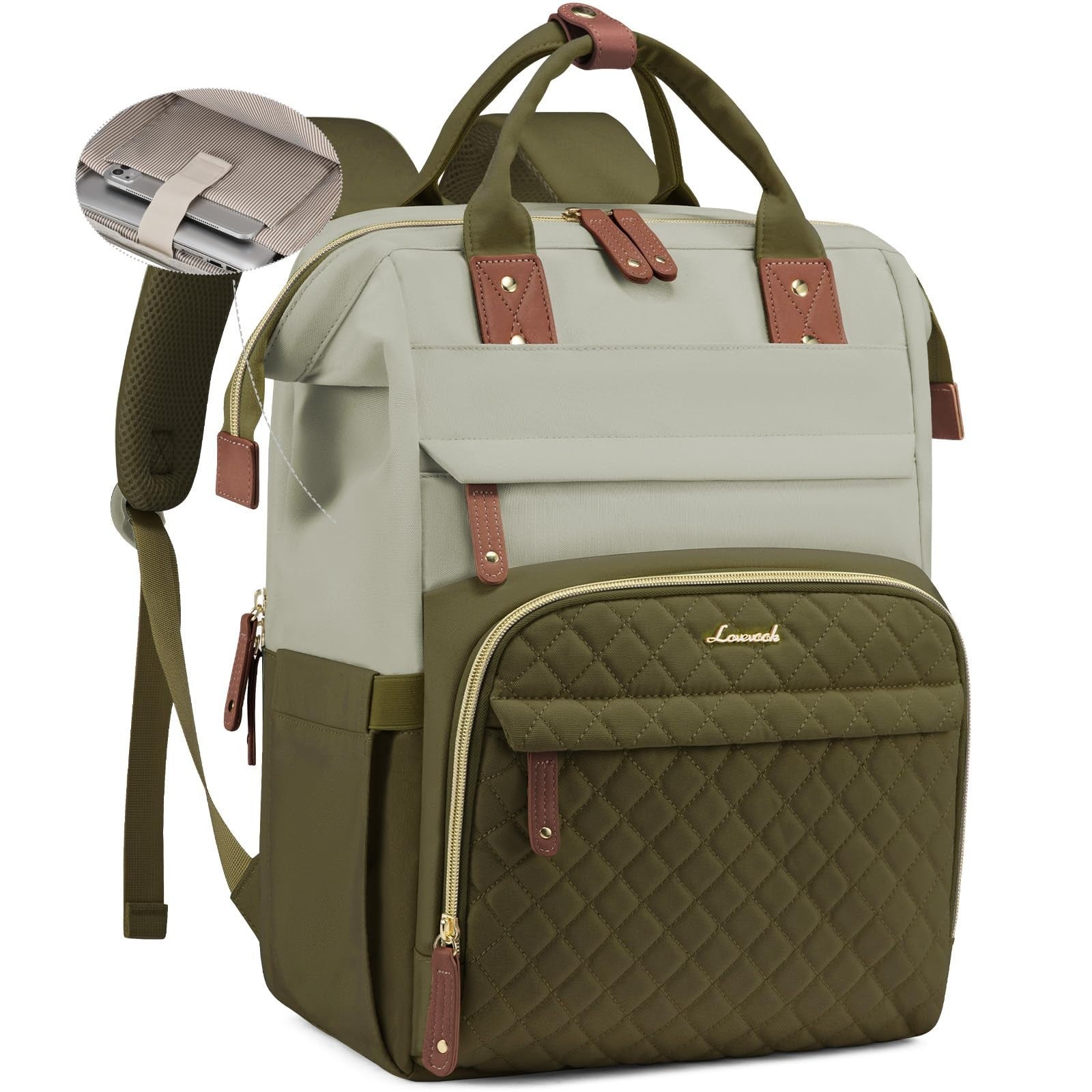Waterproof 15.6" Laptop Backpack for Women, Travel Work Bag, Teacher Purse, Coll1