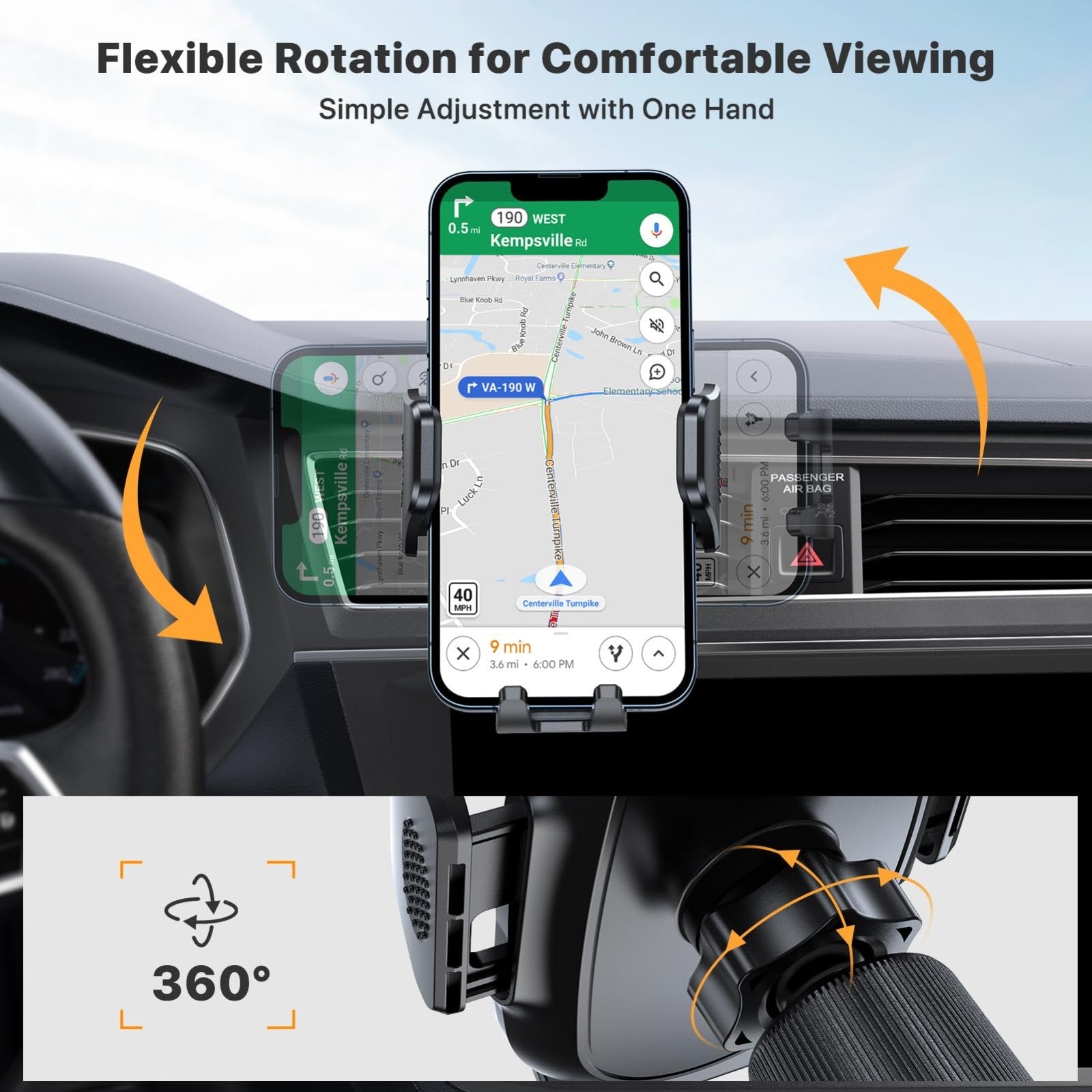 Universal Car Phone Holder with Metal Hook Clip, Air Vent Mount for iPhone & And4