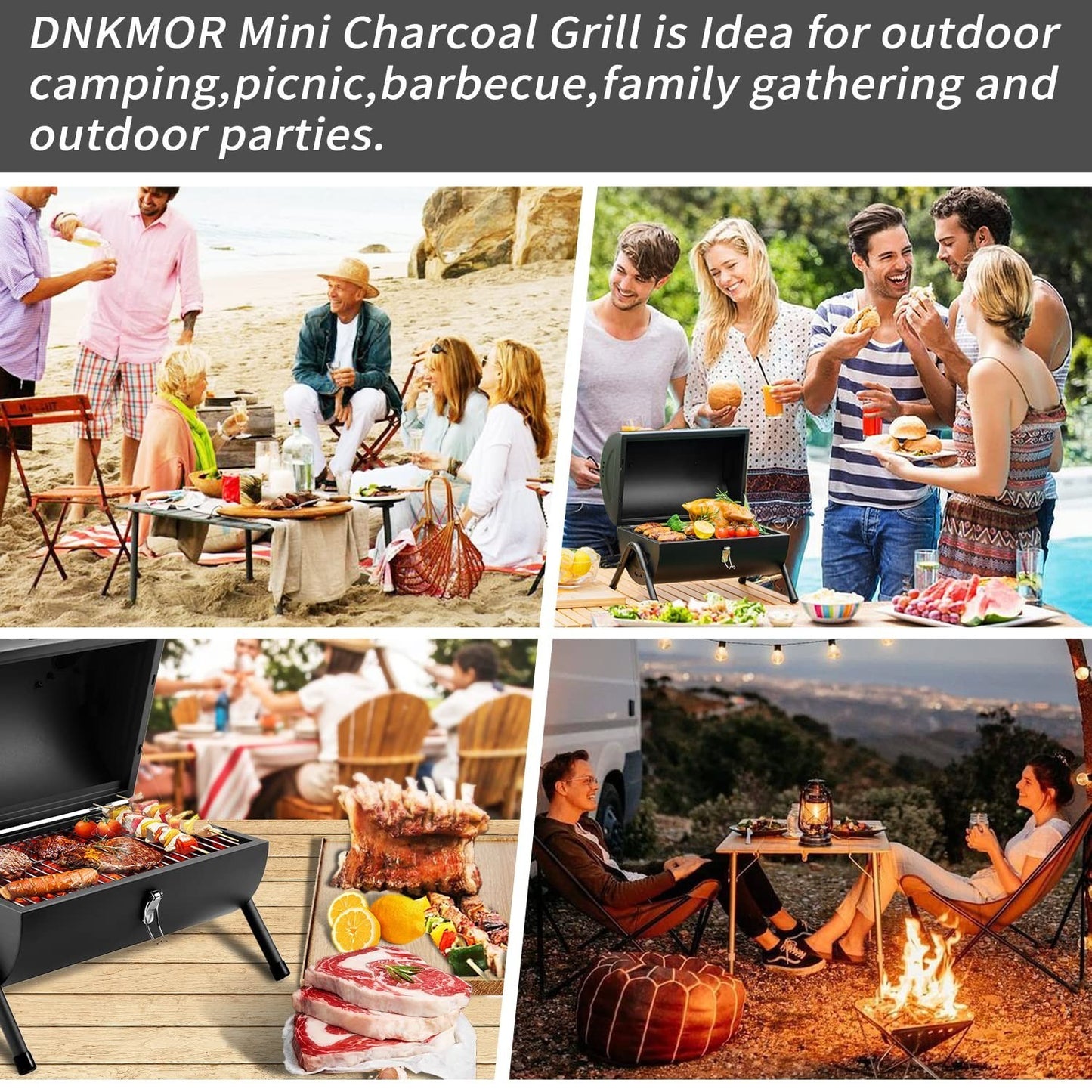 Portable Charcoal Grill - Compact Tabletop BBQ Smoker for Outdoor Cooking, Campi6