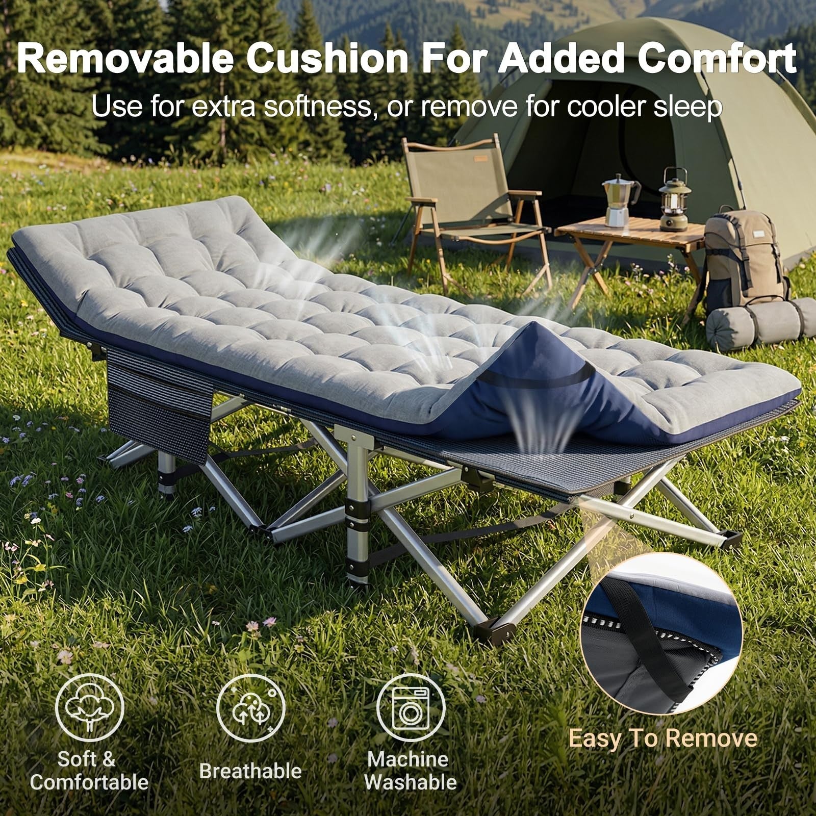 Folding Camping Cot for Adults   28" Wide, Heavy Duty Steel Frame, 800 lbs Capac4
