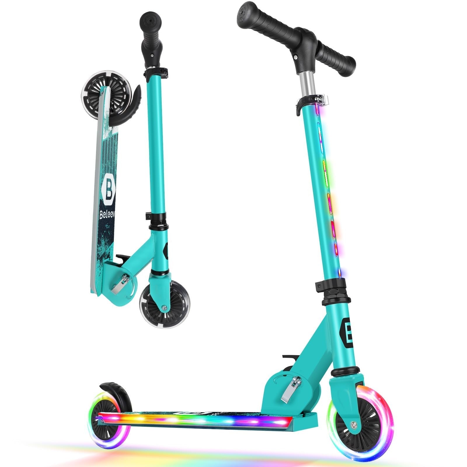Light-Up Wheels Kids Scooter, 2-Wheel Folding Kick Scooter, Adjustable Height, N1
