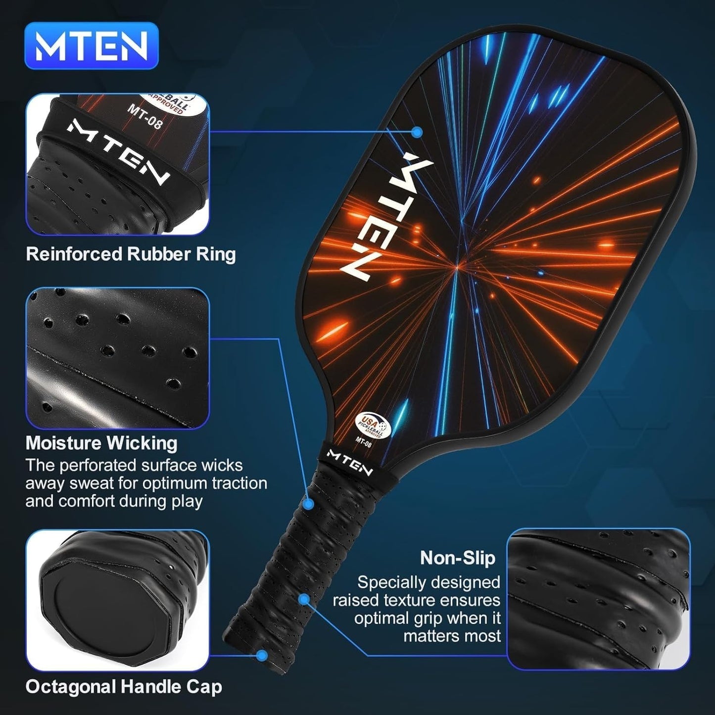 Pickleball Paddle Set of 2/4/1 - USAPA Approved Fiberglass Rackets, Lightweight3