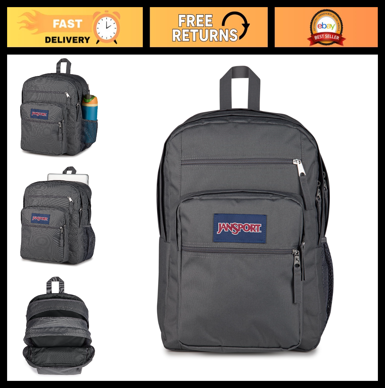 Laptop Backpack for 15" Computer, Ergonomic Straps, 2 Compartments, Haul Handle0