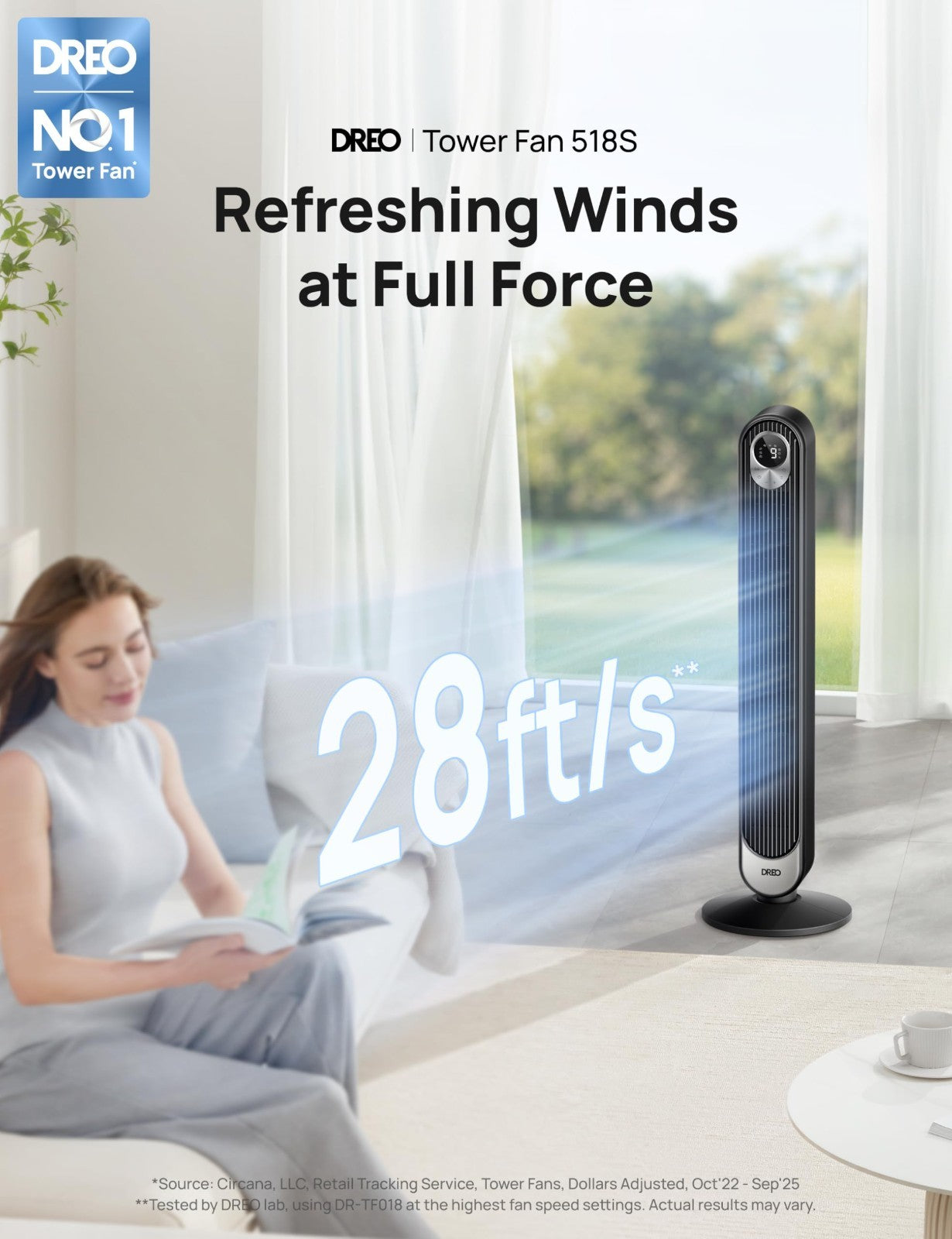 Bladeless Oscillating Tower Fan for Bedroom, Quiet Floor Standing Air Circulator2