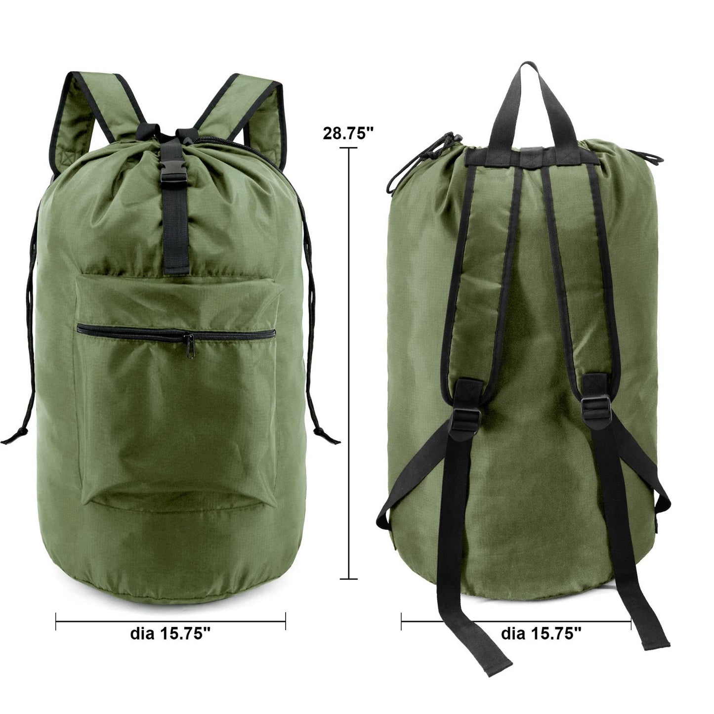 Moss Green Laundry Backpack Bag - Adjustable Straps, Portable Hamper, XLarge Rip2