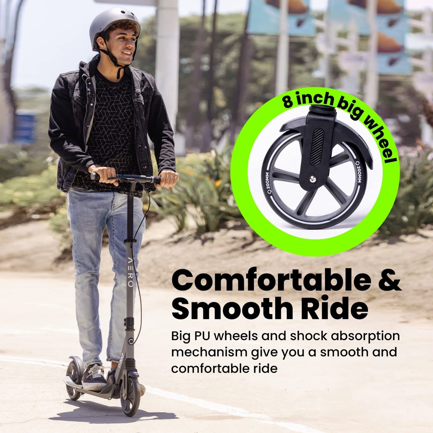 Big Wheel Kick Scooter for Kids 6-12, Teens & Adults - Adjustable Height, Smooth5
