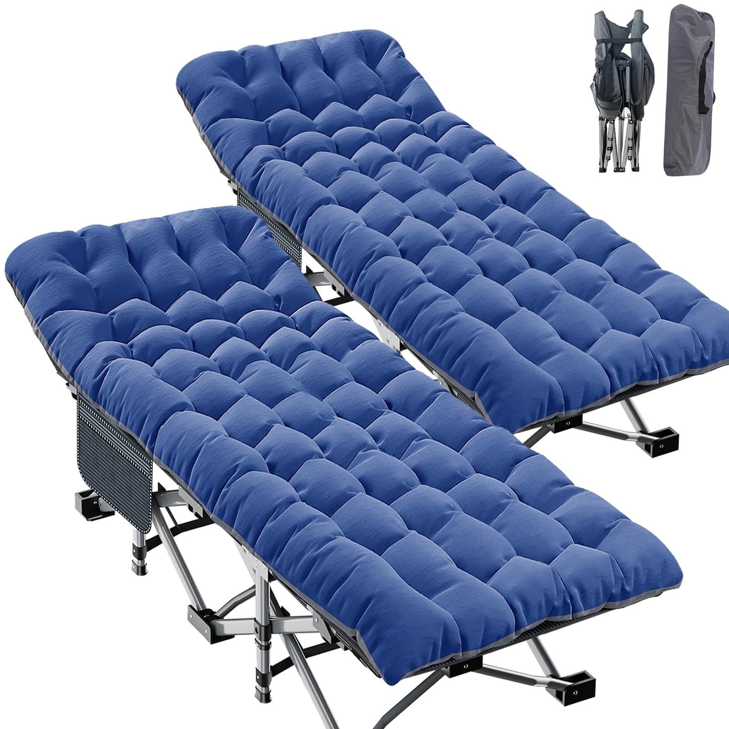 XXL Folding Camping Cot for Adults   900 lb Capacity, 32" Wide, 2 Pack, Sturdy F1