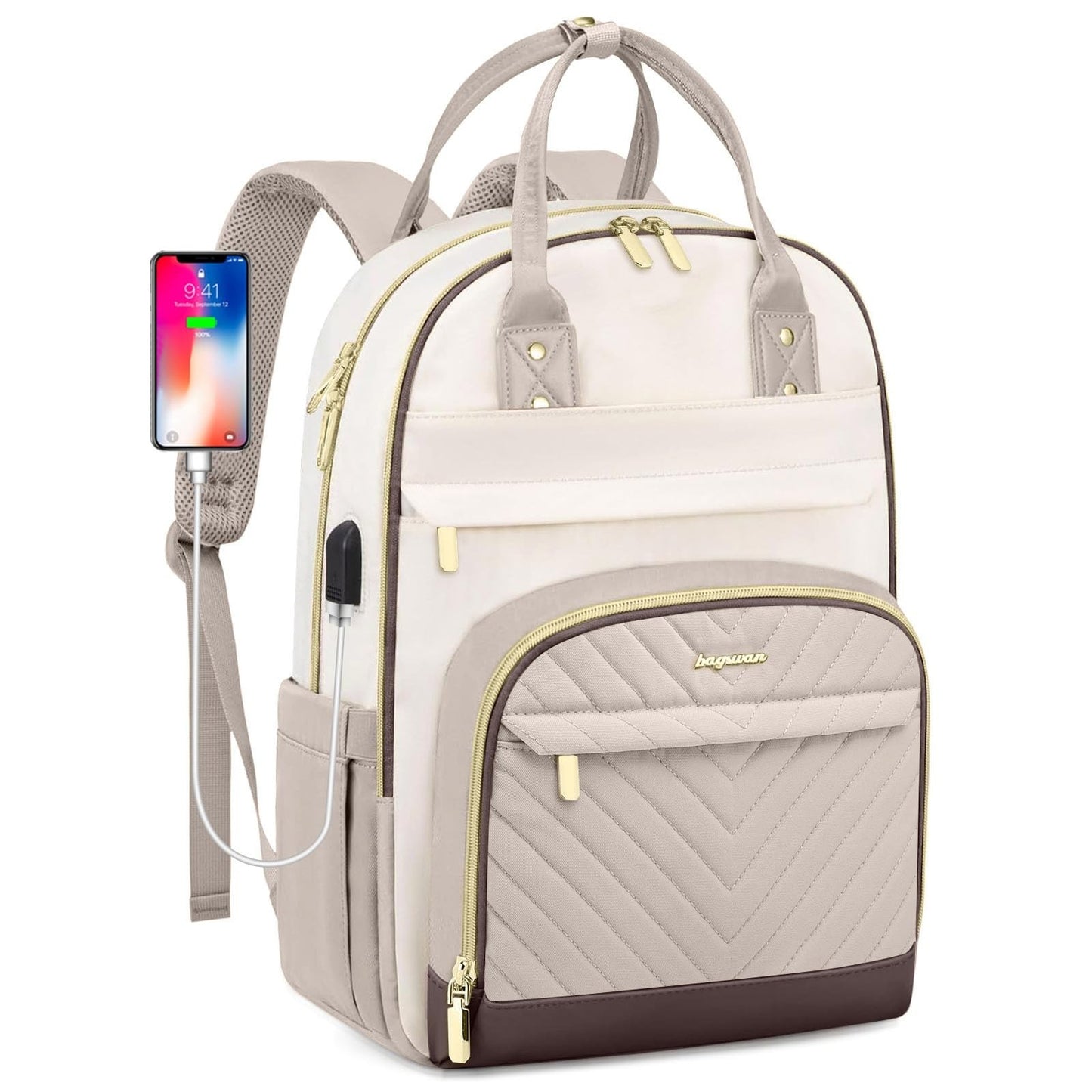 Stylish 15.6" Laptop Backpack for Women   Waterproof Travel Bag with USB Charger1