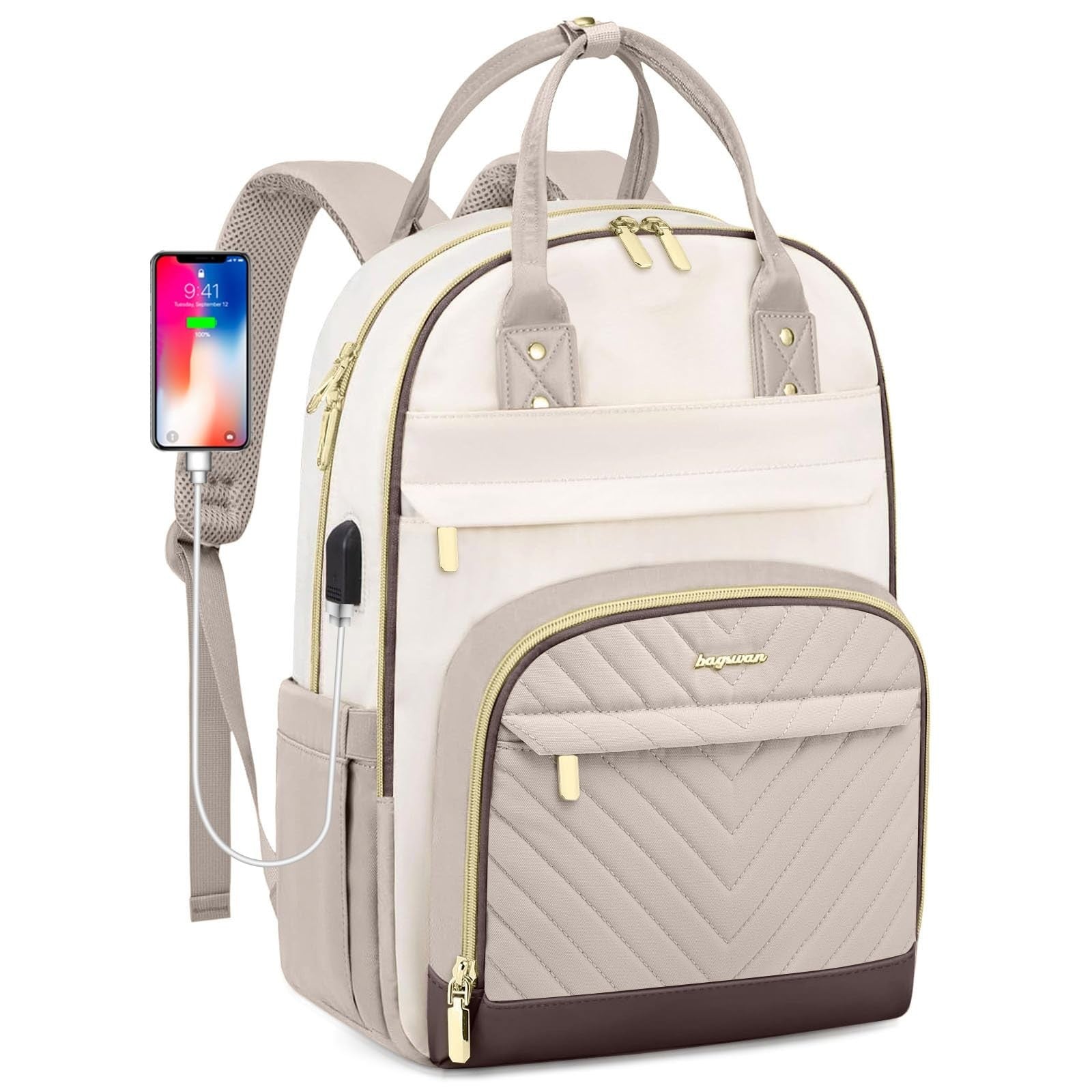 Stylish 15.6" Laptop Backpack for Women   Waterproof Travel Bag with USB Charger1