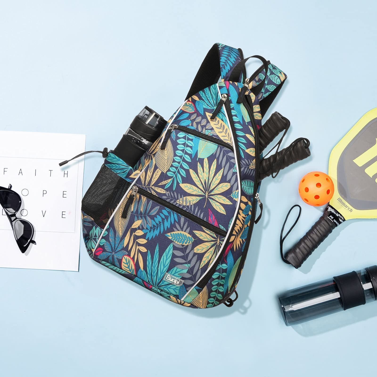 Adjustable Pickleball Backpack with Fence Hook - Large Capacity Sling Bag for Me7
