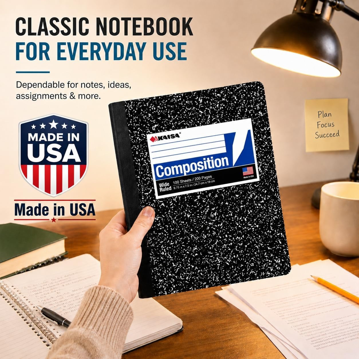 College Ruled Composition Notebooks - 100 Sheets, Classic Marble, 9.75x7.5 inch4