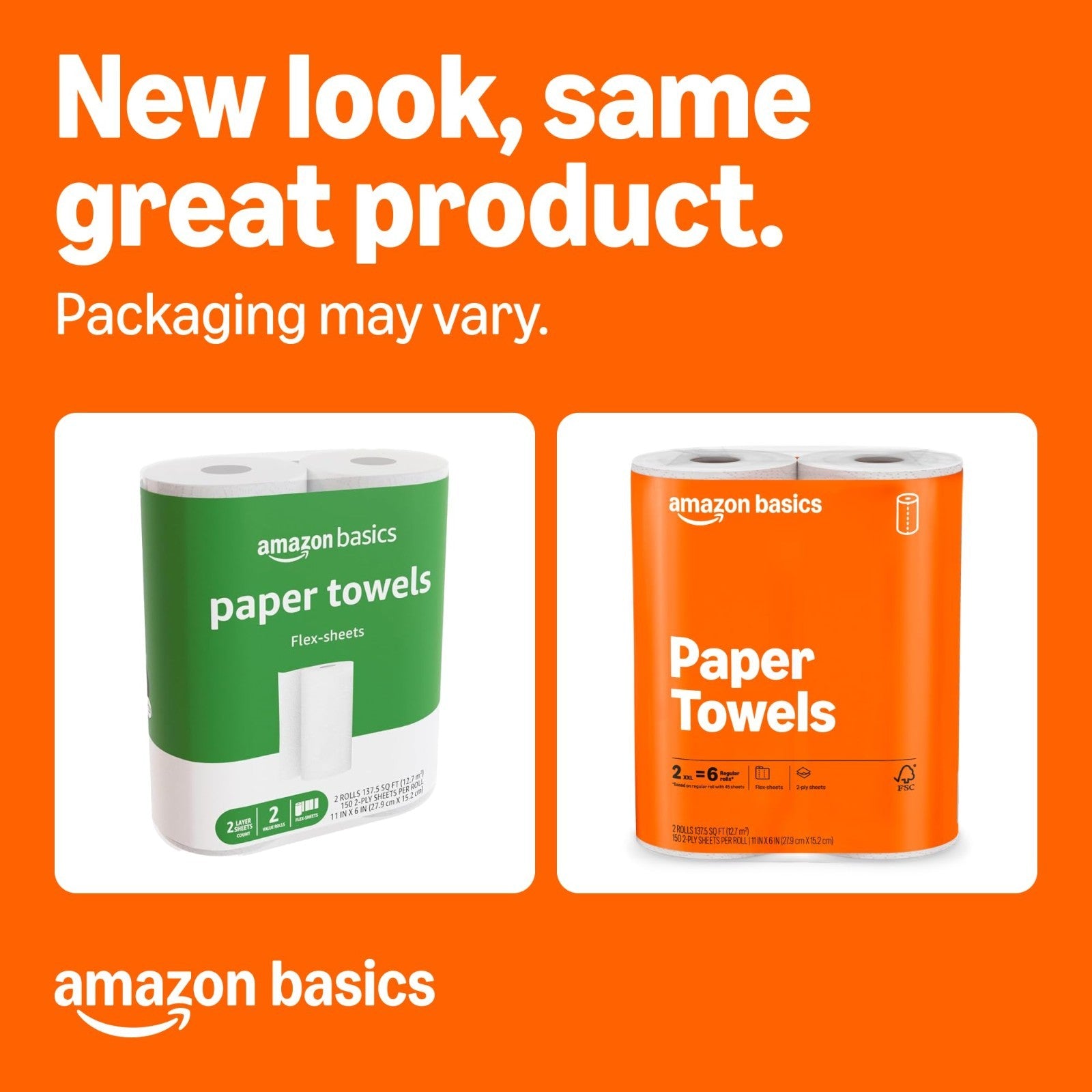 2 Ply Flex Sheets Paper Towels, 6 Rolls = 20 Regular Rolls, 150 Sheets/Roll, Val1