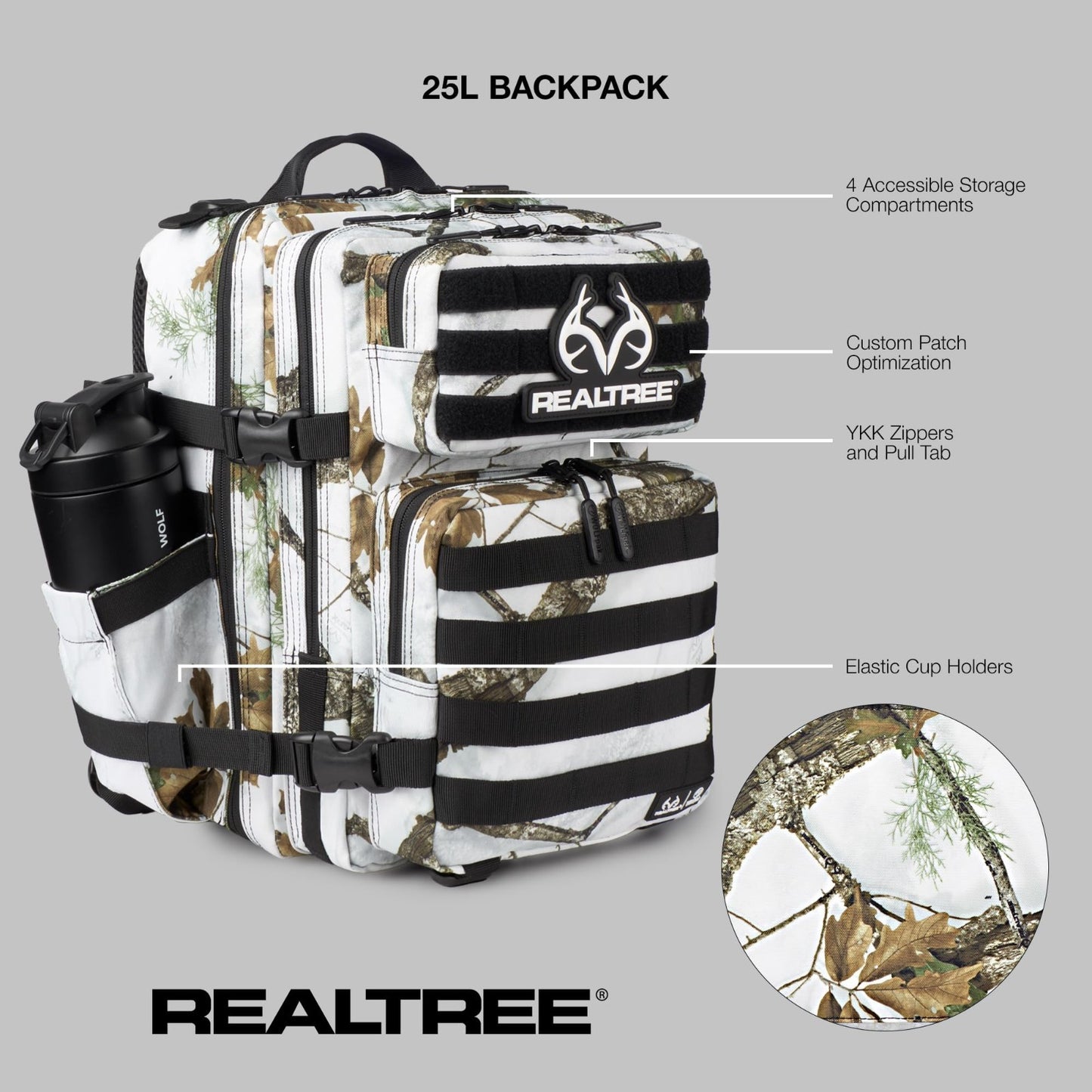 Durable 25L Waterproof Gym Backpack   1000D Oxford, MOLLE Webbing, Laptop Pocket2