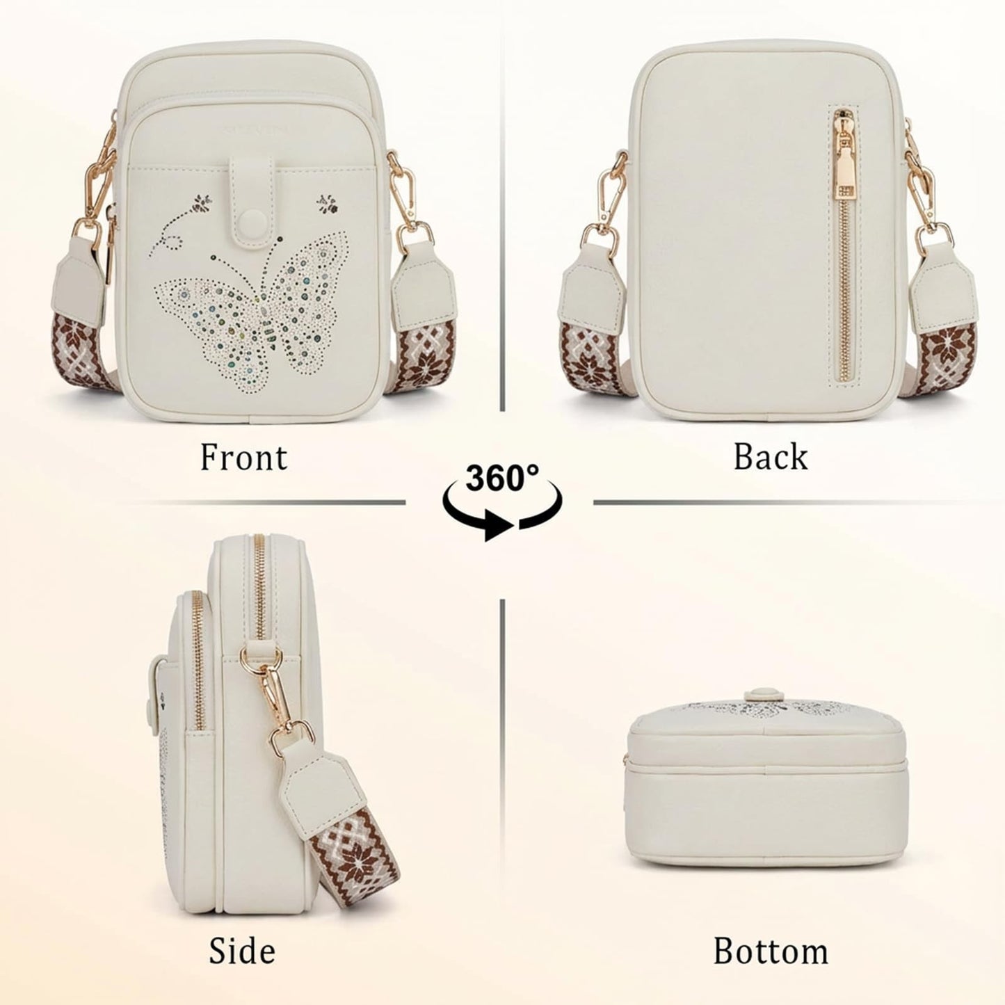 Stylish Leather Crossbody Bag for Women, Small Shoulder Purse with RFID Slots &6