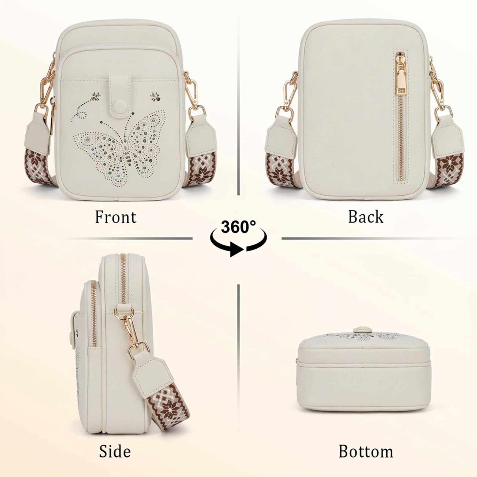 Stylish Leather Crossbody Bag for Women, Small Shoulder Purse with RFID Slots &6