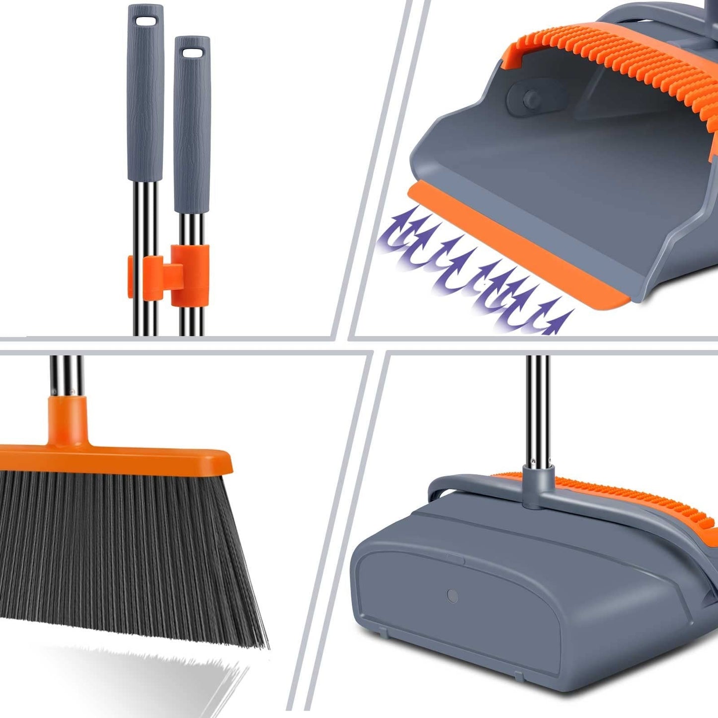 Self-Cleaning Broom & Dustpan Set with Teeth, Indoor/Outdoor Pet Hair Sweeper3
