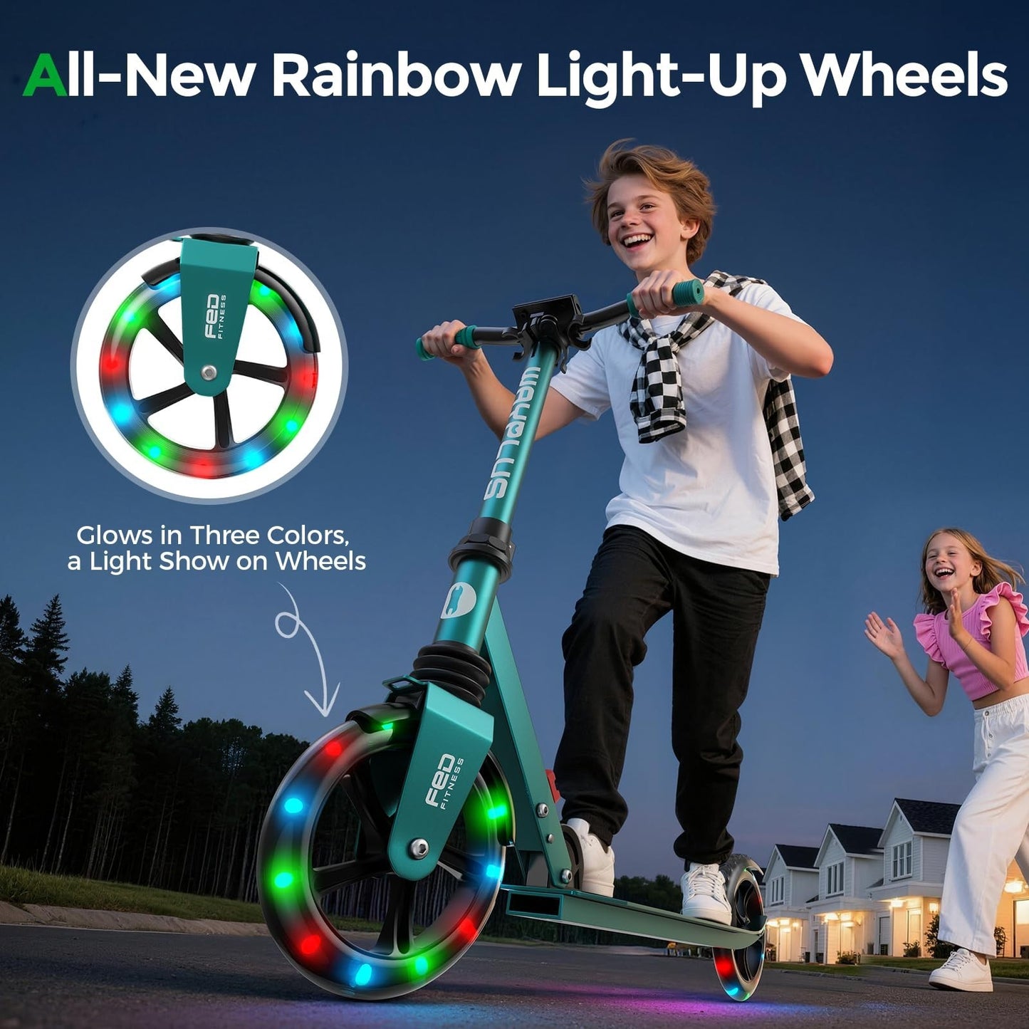 Kick Scooter for Ages 6+, Teens & Adults - 8" Big Wheels, 240lb Capacity, Smooth2