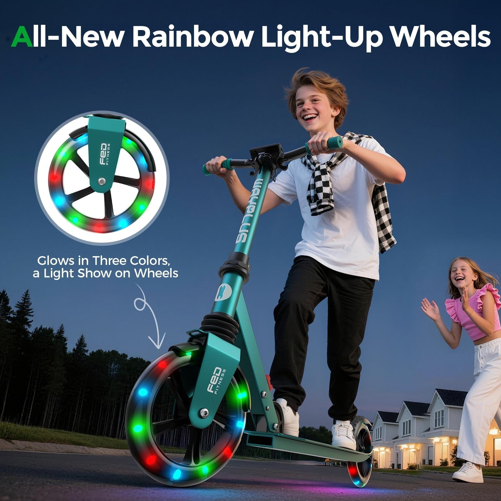 Kick Scooter for Ages 6+, Teens & Adults - 8" Big Wheels, 240lb Capacity, Smooth2