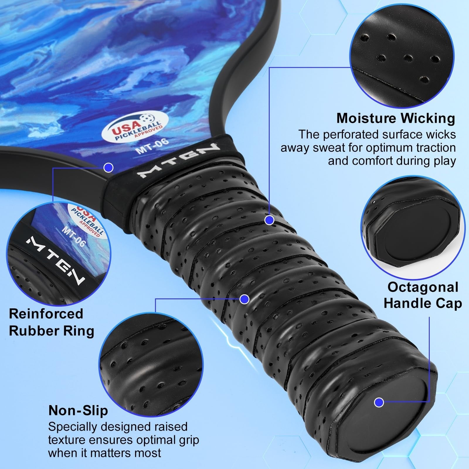 Pickleball Paddle Set of 2/4/1 - USAPA Approved Fiberglass Rackets, Lightweight3