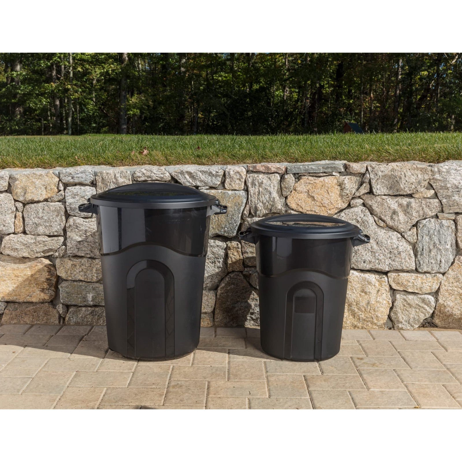 20 Gallon Round Trash Can, Black - Sturdy Waste Container with Handles, 2-Pack6