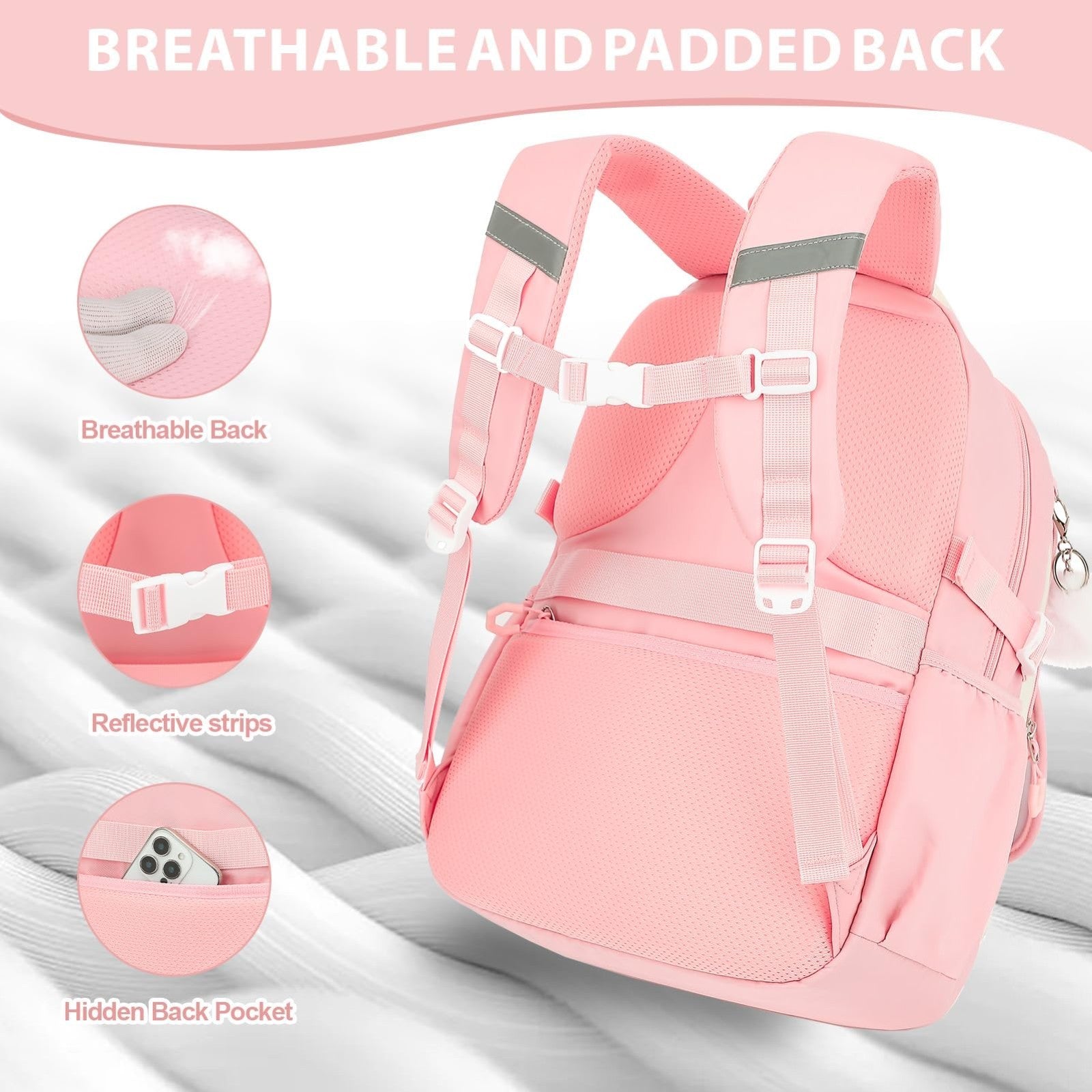 Girls Bow Backpack Set   3PCS with Lunch Bag & Pencil Case, Stylish School Bag5