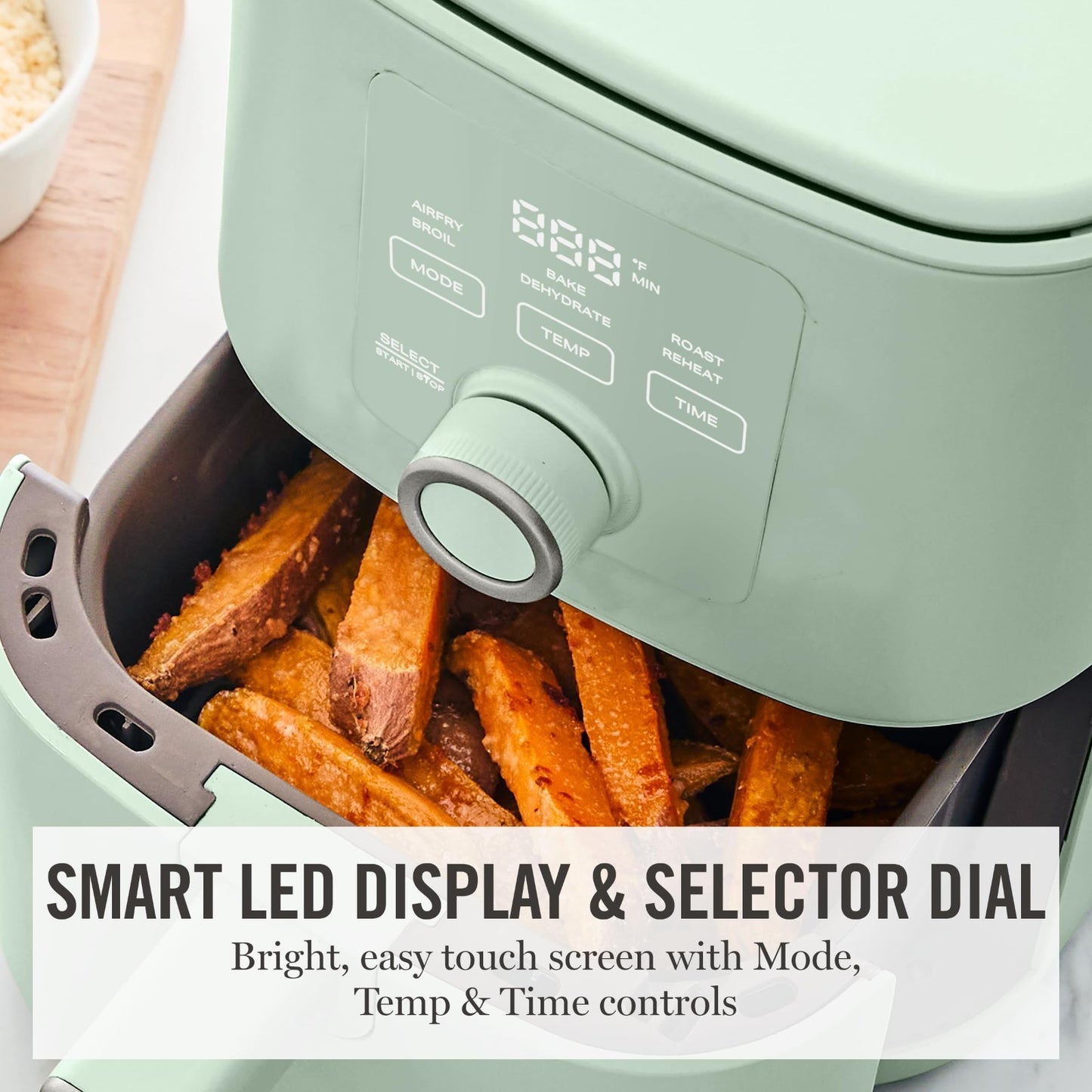 6QT Air Fryer, 6-in-1 Multi-Cooker, Bake, Broil, Roast, Dehydrate, Non-Stick Bas5