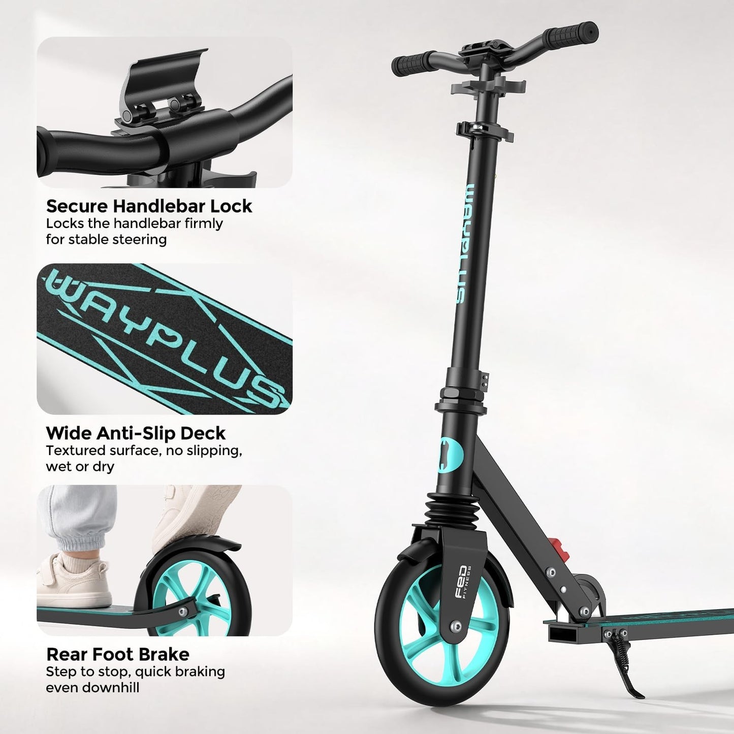 Kick Scooter for Kids, Teens & Adults - 8" Big Wheels, 240lb Capacity, Ages 6+3