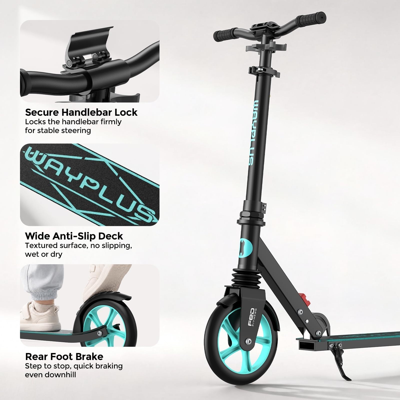 Kick Scooter for Kids, Teens & Adults - 8" Big Wheels, 240lb Capacity, Ages 6+3
