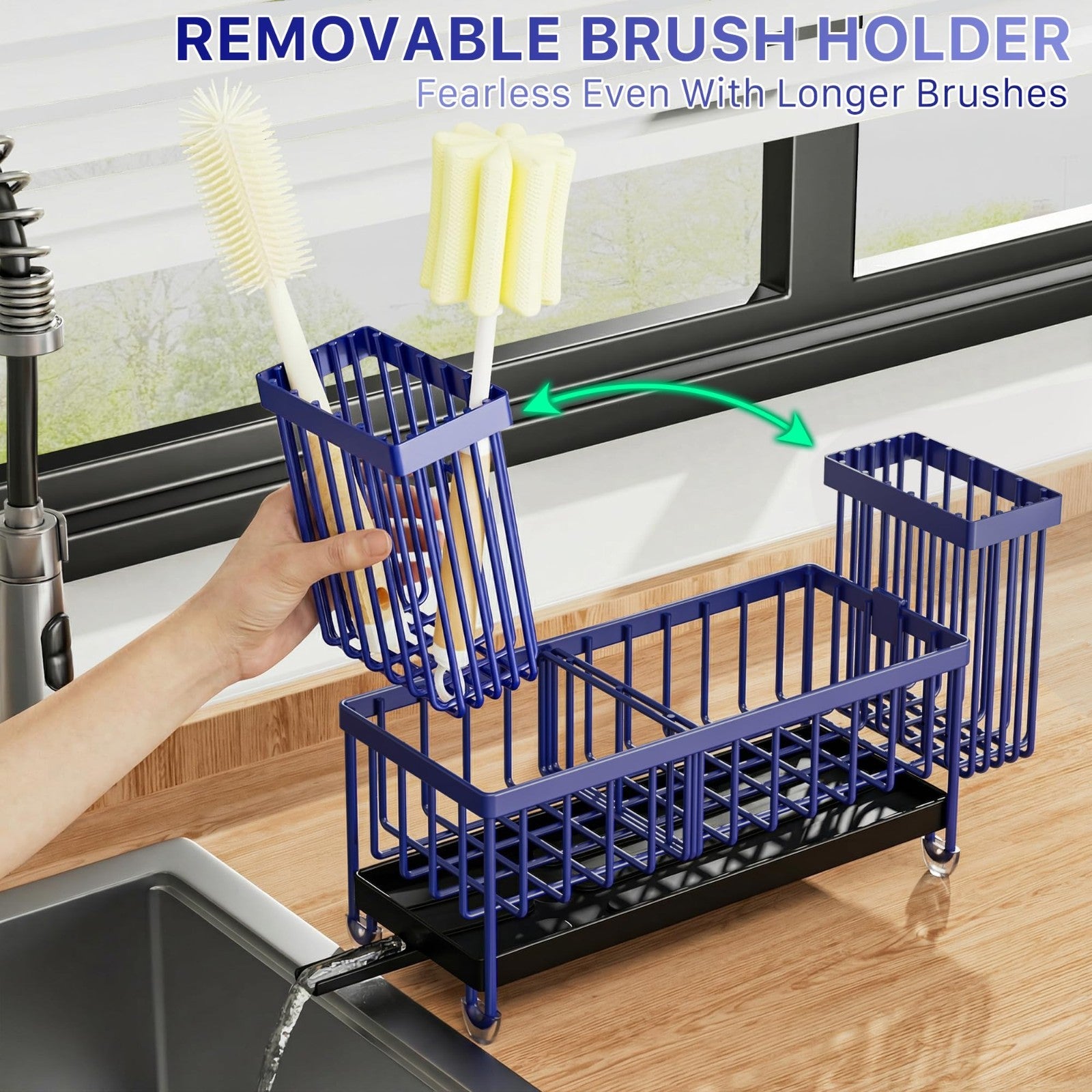 Kitchen Sink Caddy Organizer   Rustproof 304 Stainless Steel Sponge Holder, Brus3