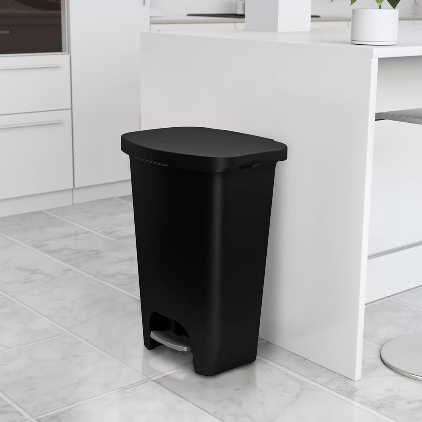 13 Gal Black Trash Can with Clorox Odor Control | Hands-Free Step-On Bin, Kitche6