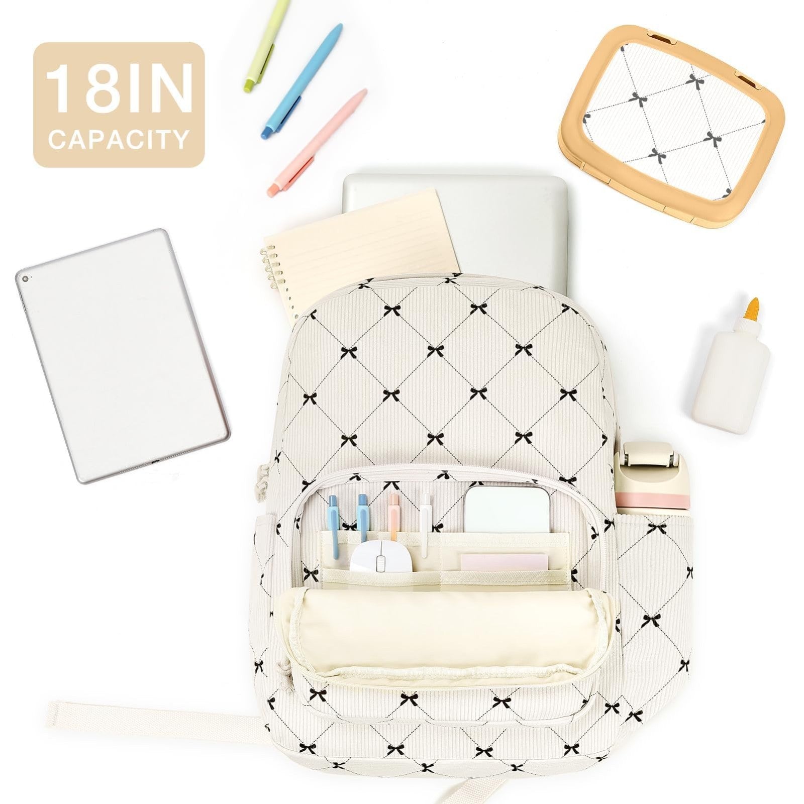 Trendy Corduroy Kids Bookbag & School Backpack for Girls   Cute & Stylish Design4