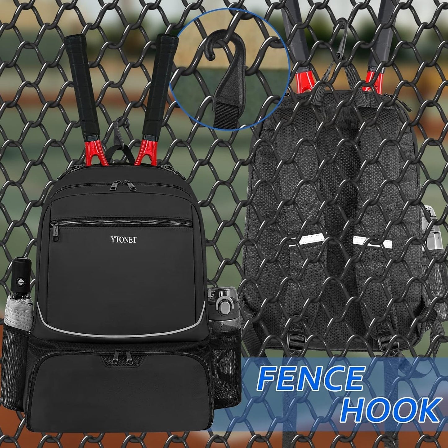 Insulated Tennis Backpack for 2 Rackets, Ventilated Shoe Compartment, Unisex5