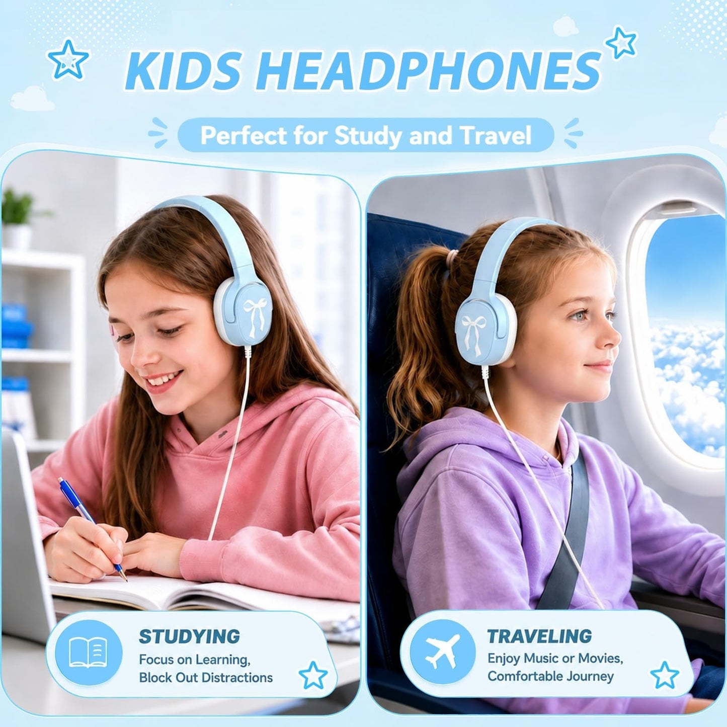 Stylish Girls School Backpack with Wired Headphones, Perfect for Teens & Kids3