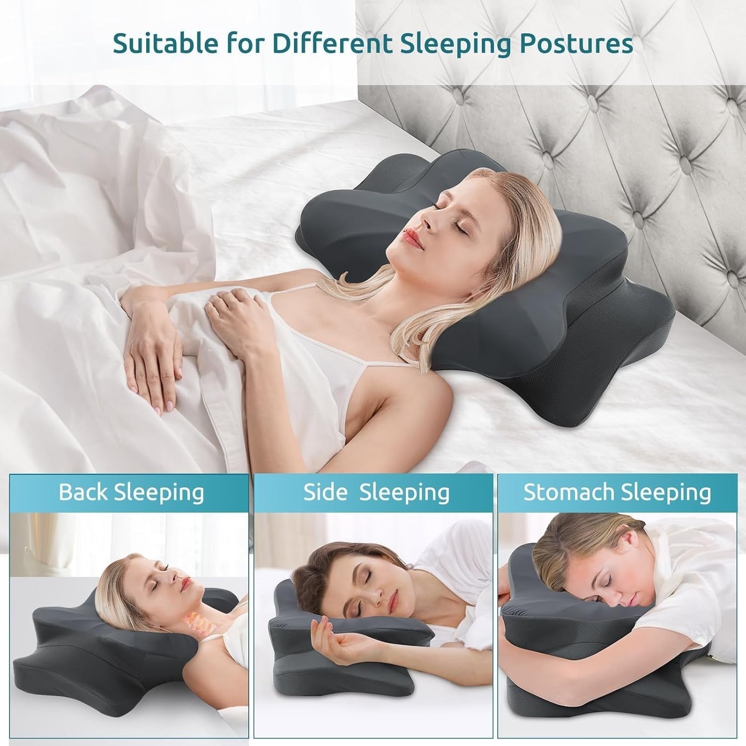 Cervical Pillow for Neck & Shoulder Pain Relief   Cooling Contour Memory Foam, D5