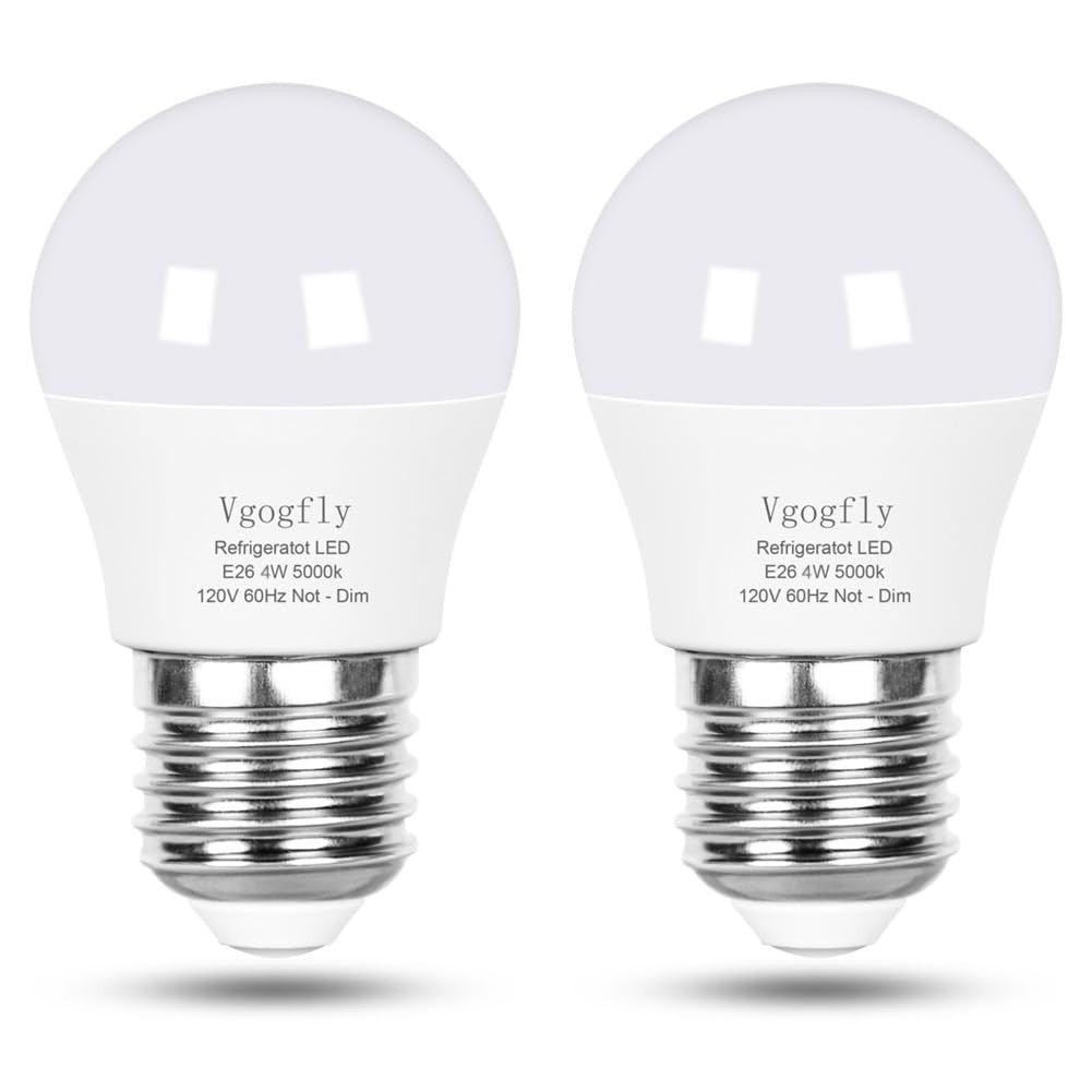 4W Cool White Refrigerator Freezer Bulb   5000K E26 Medium Base Replacement (2 P1
