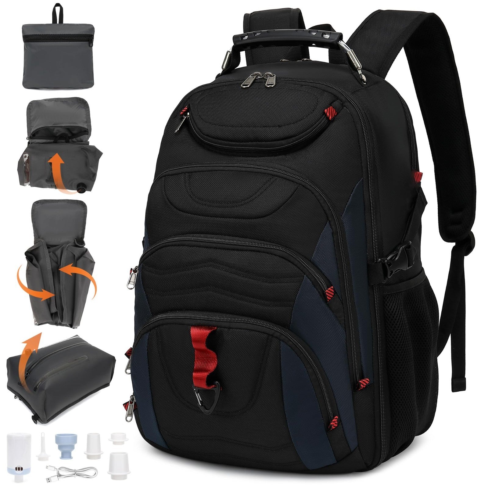Large 55L Vacuum Seal Travel Backpack with Detachable Compression Bag, Waterproo1