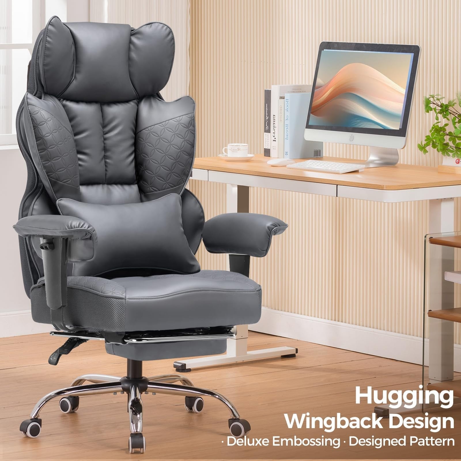 Big & Tall Gaming Chair 400lbs Heavy Duty with Foot Rest, Ergonomic Lumbar Suppo7