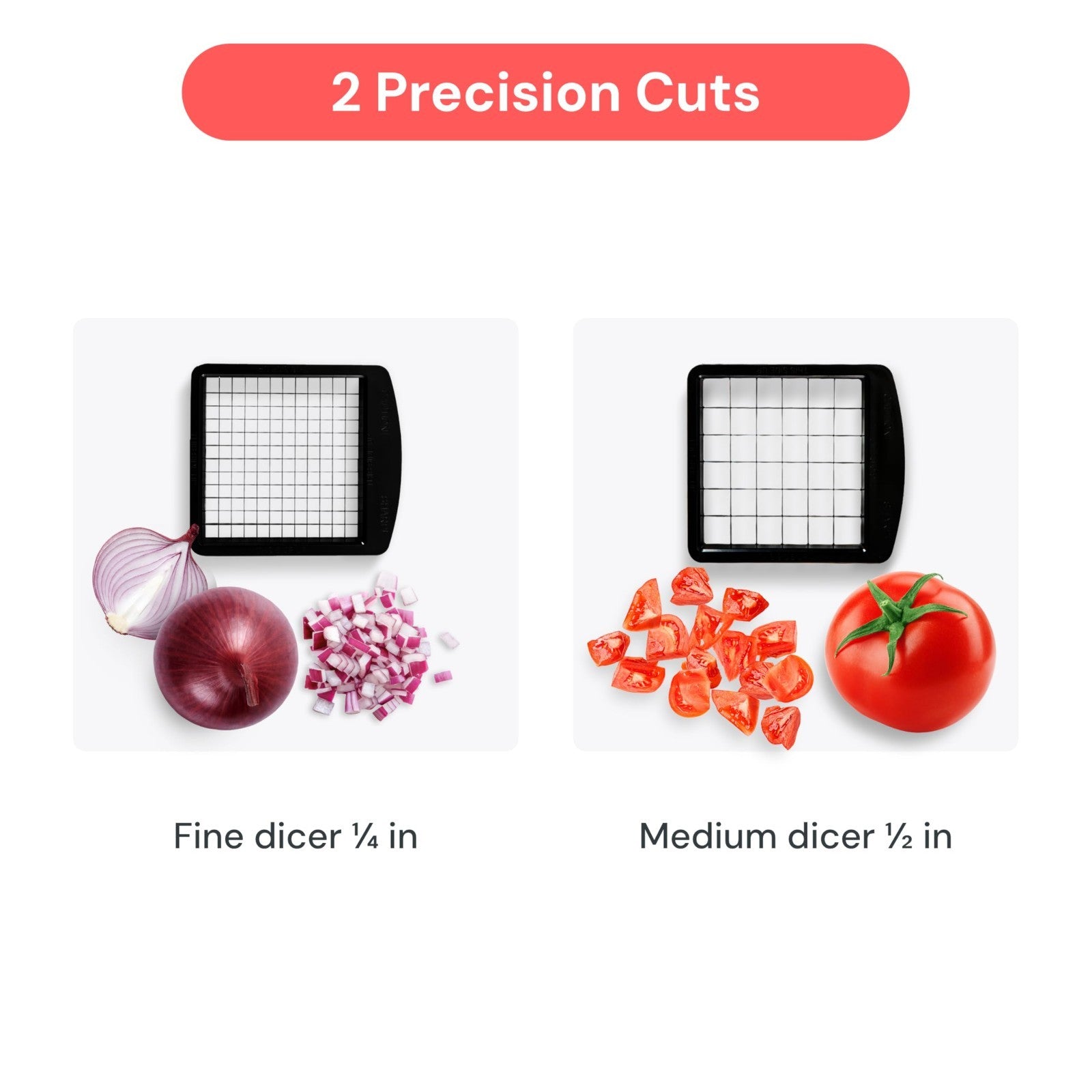 2 in 1 Vegetable Chopper & Slicer | Sharp Stainless Steel Blades, Onion & Fruit3