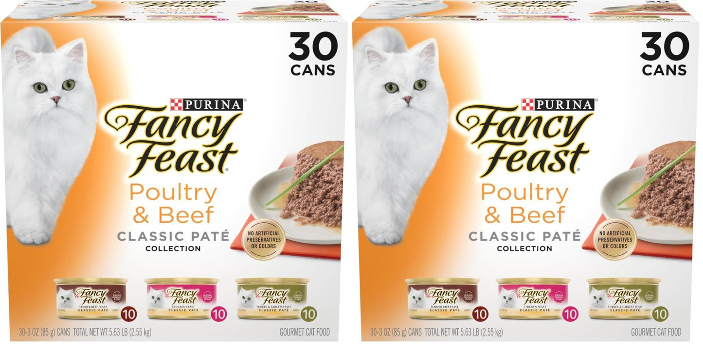 Grain Free Wet Cat Food Variety Pack   Poultry & Beef Classic Pate, 60 Cans1