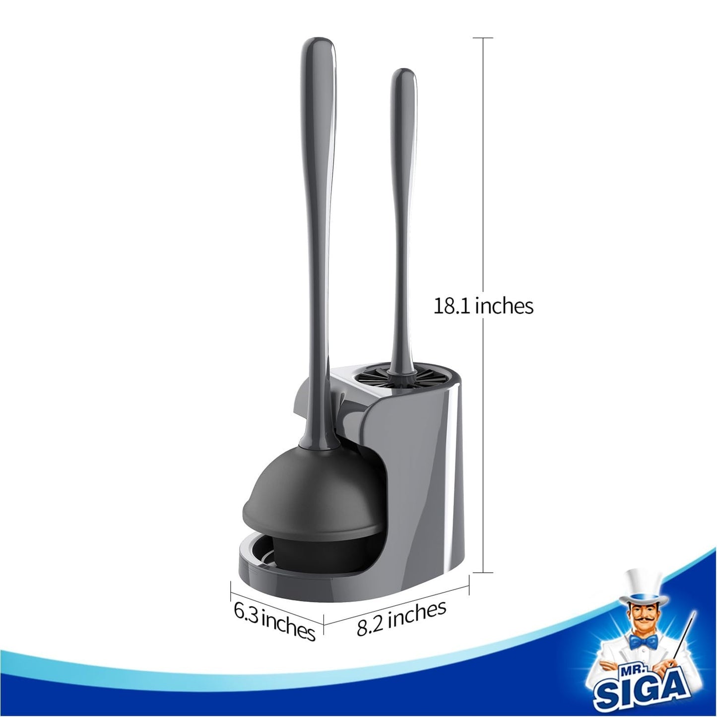 Toilet Plunger and Bowl Brush Combo Set | Heavy Duty Bathroom Cleaning Tools, Gr2