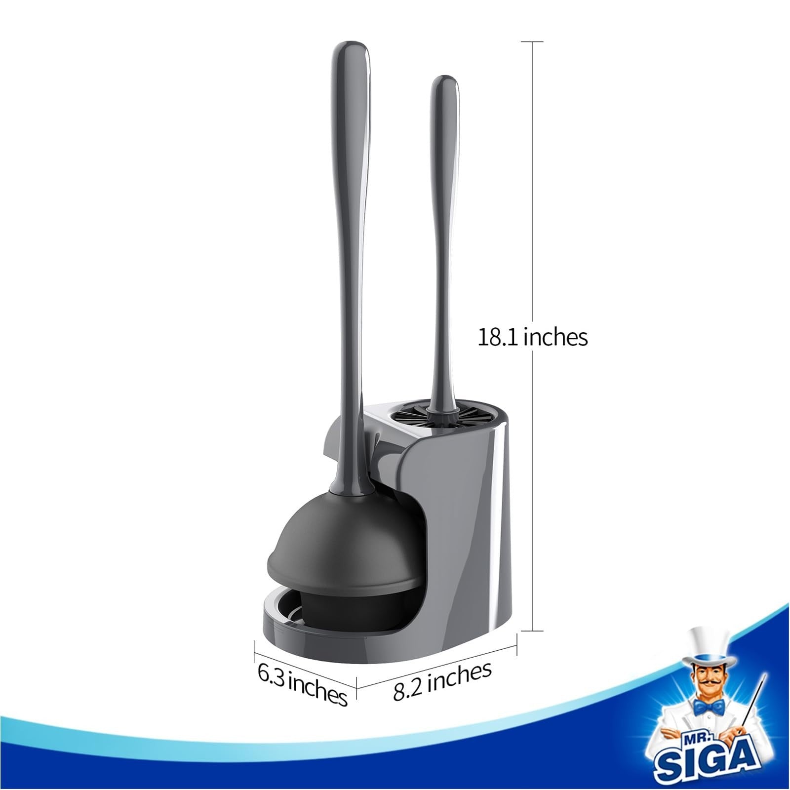 Toilet Plunger and Bowl Brush Combo Set | Heavy Duty Bathroom Cleaning Tools, Gr2