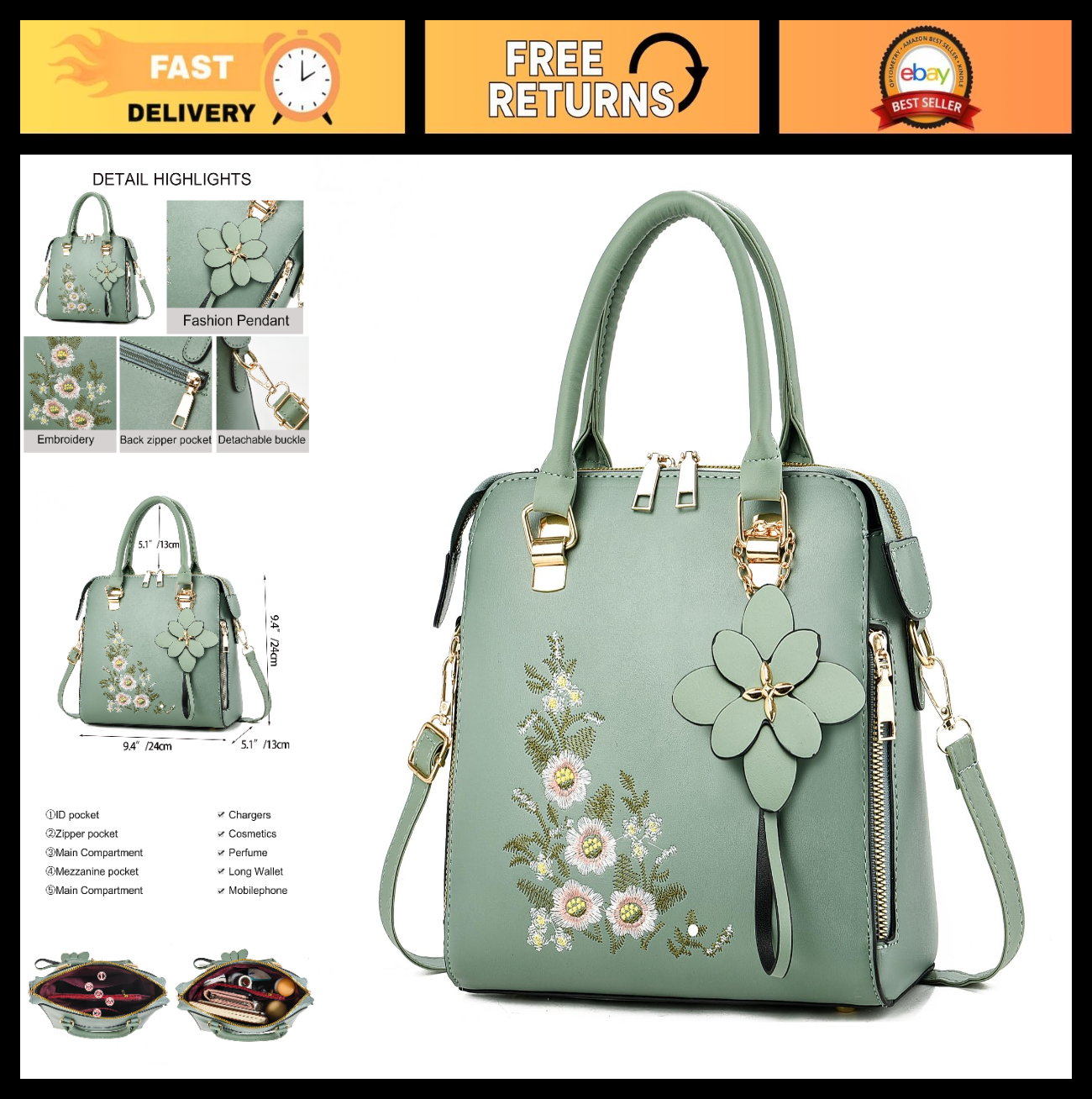 Vintage Embroidered Crossbody Purses for Women - Stylish Satchel Handbags0