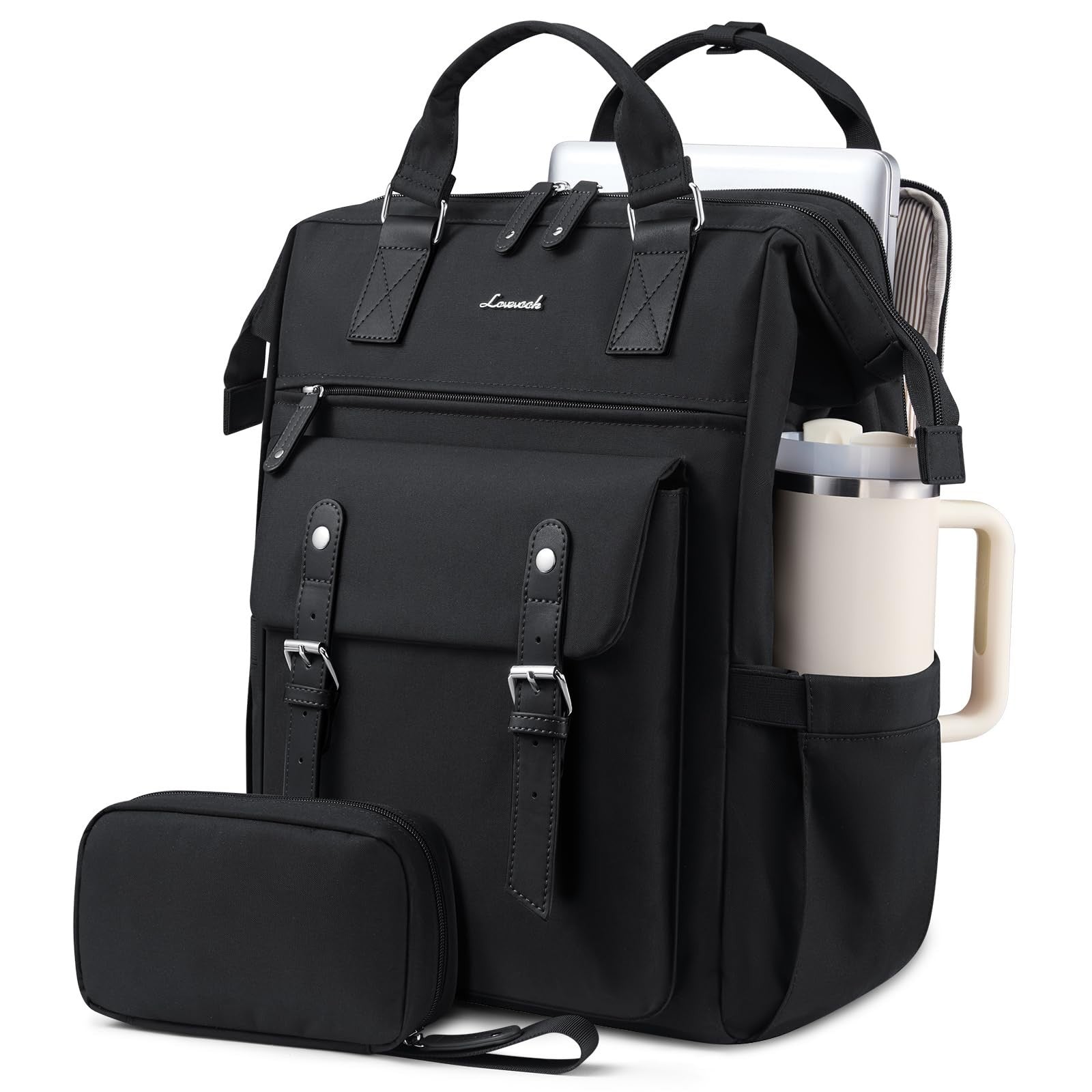 Stylish Waterproof Laptop Backpack for Women, 17.3" Travel Bag with Tumbler Hold1